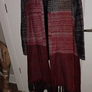 Women's Red and Black Cardigan